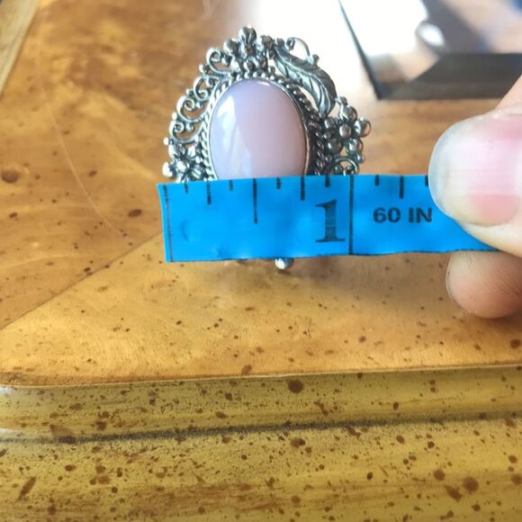 Natural Pink Opal Sterling Silver Ring Size 7 - Picture 7 of 8